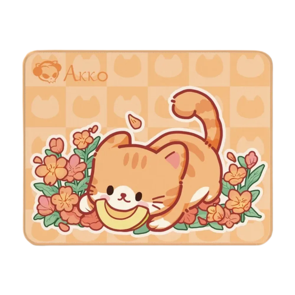 Akko Cat Theme Gaming Mousepad Orange | Desk Mat Anti-Slip
