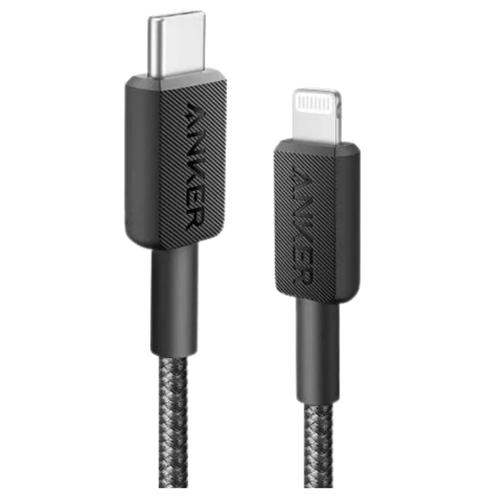 Anker 322 USB-C to Lightning Braided Cable (3ft, Black) – A81B5H11