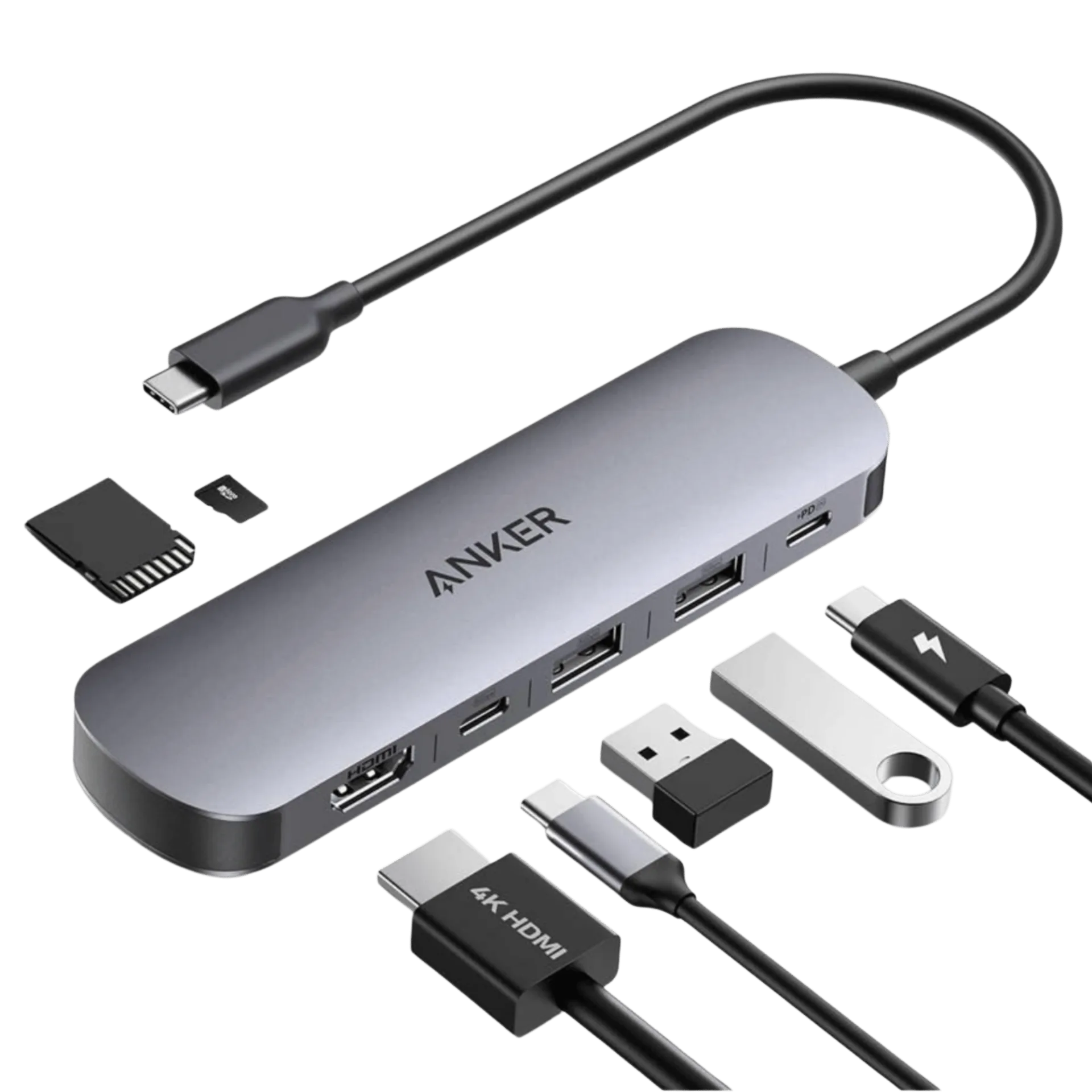 Anker Nano USB-C Hub (7-in-1, 4K HDMI) - Gray (A83D2HA1)