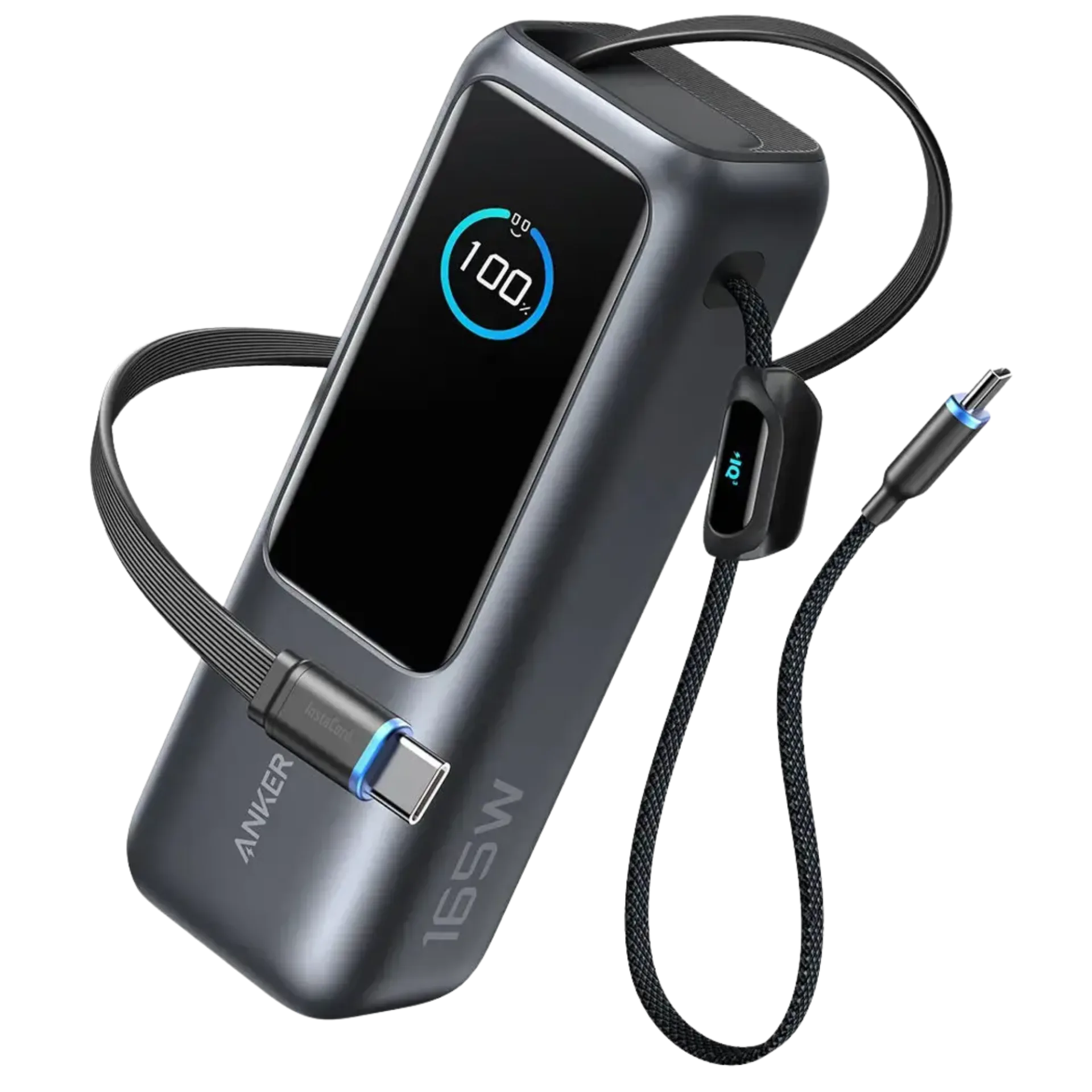 Anker Power Bank 25K 165W with Built-In & Retractable Cables - Black