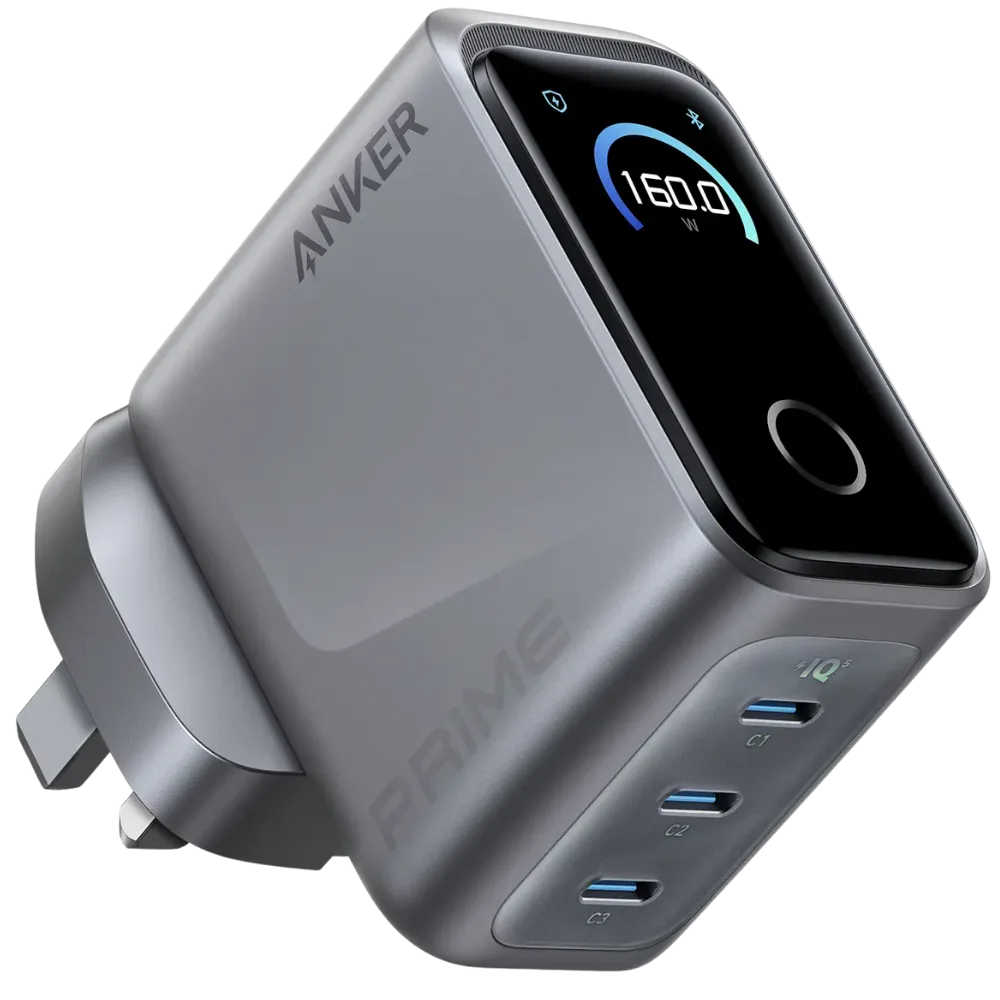 Anker Prime 160W 3-Port GaN Charger with Smart Display - Silver (A2687241)