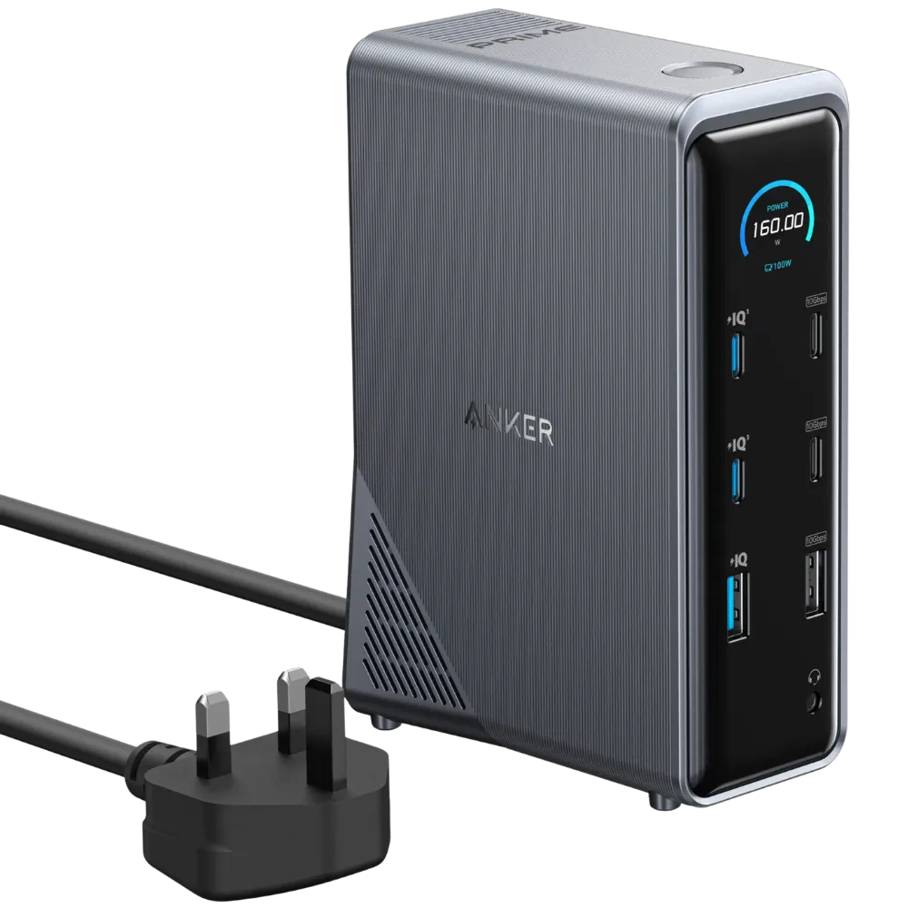 Anker Prime Charging Docking Station 14-in-1 Dual Display 160W - Black, UK 3-Pin (A83B6)