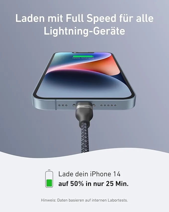 Anker USB-C To Lightning Cable (3FT, 240W, Braided) view 2