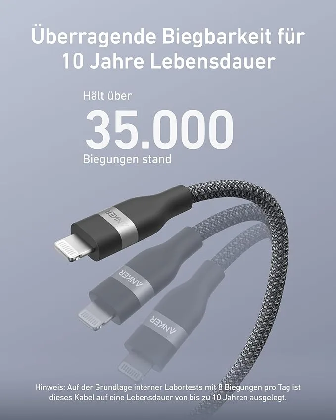 Anker USB-C To Lightning Cable (3FT, 240W, Braided) view 4