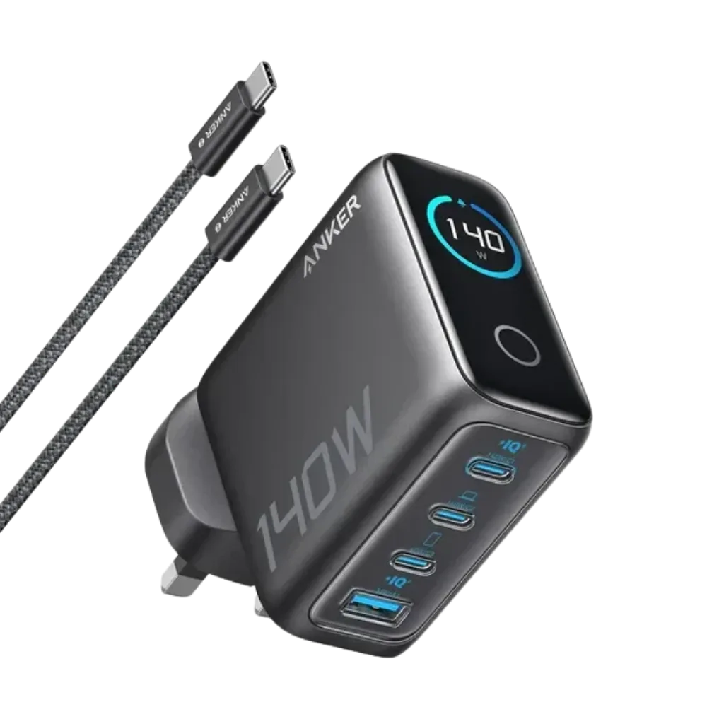 Anker Zolo (140W, 4-PORTS, PD 3.1) Adapter With USB-C Cable - Black