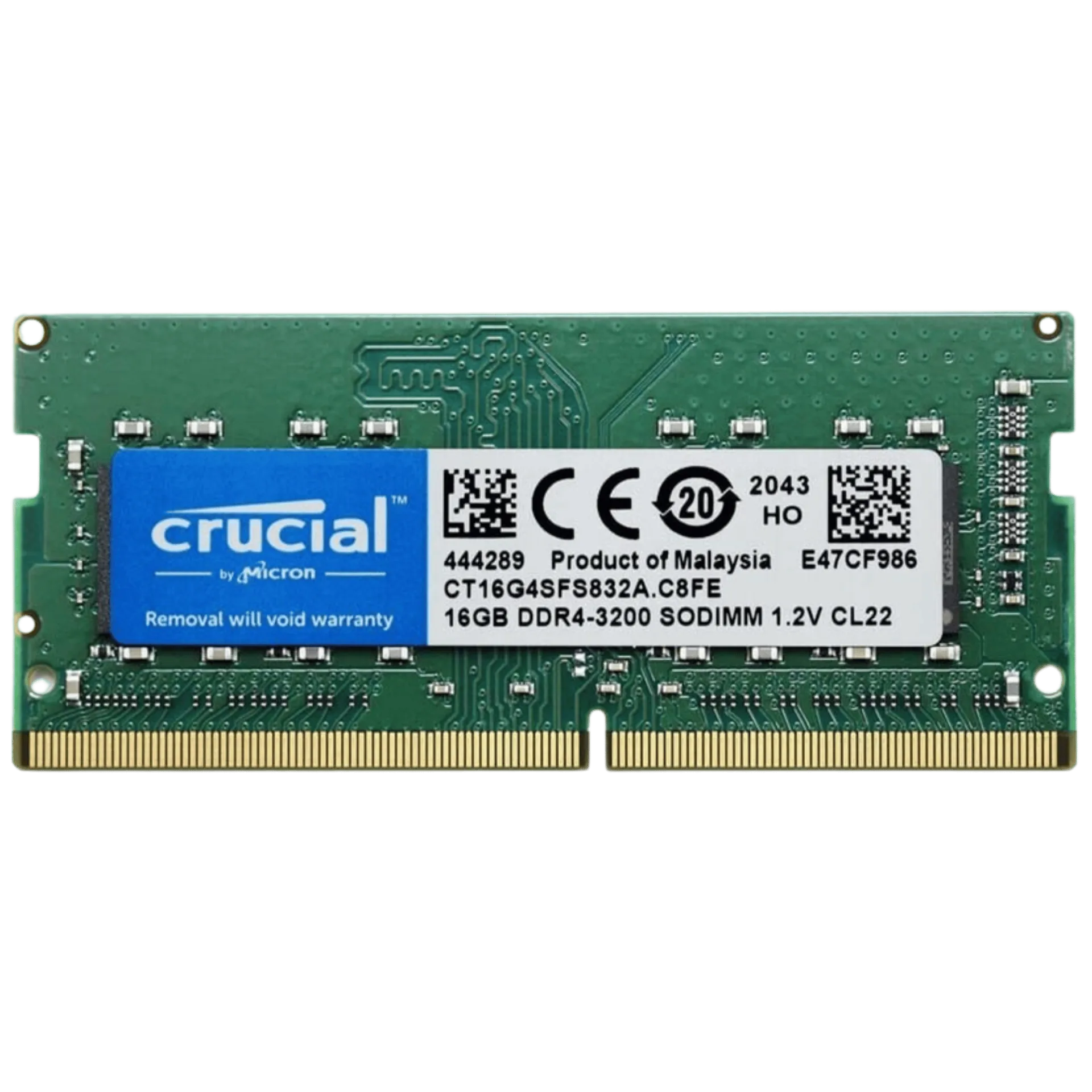 Crucial 16GB DDR4 3200MHz SODIMM Laptop RAM CL22 (CT16G4SFS832A)