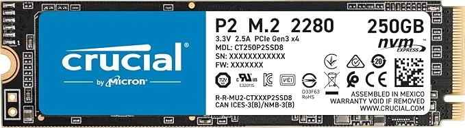 Crucial P2 250GB SSD 3D Nand NVME PCIE M.2 CT250P2SSD8