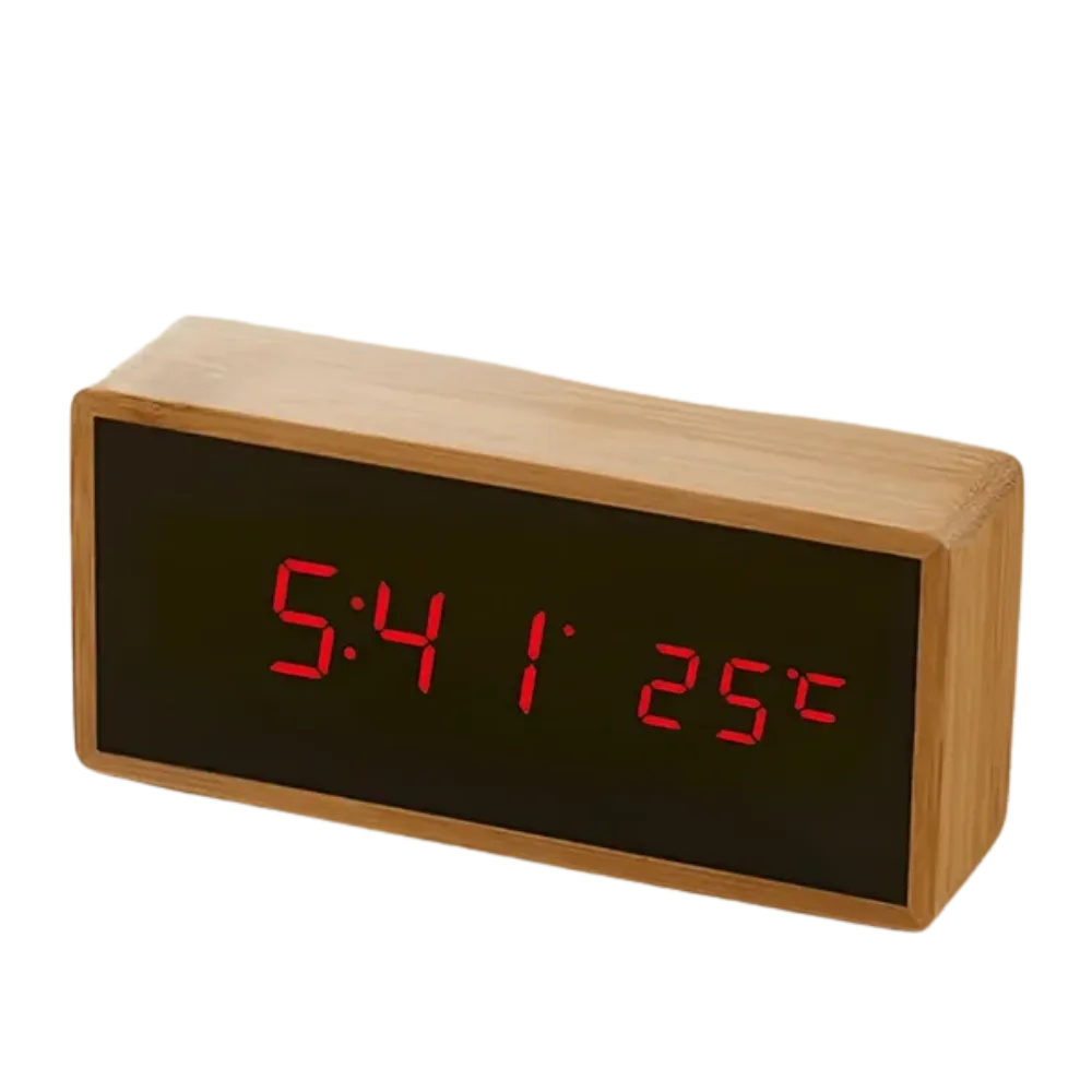 Digital LED Alarm Bamboo Clock