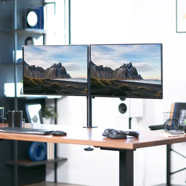 Dual Monitor Desk Mount Adjustable Stand 13-30 Inch Screens view 3