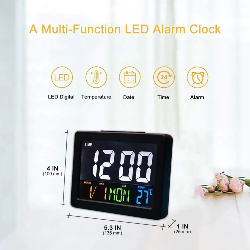 GH-2000 Electronic LED Alarm Clock With Date, Temperature view 2