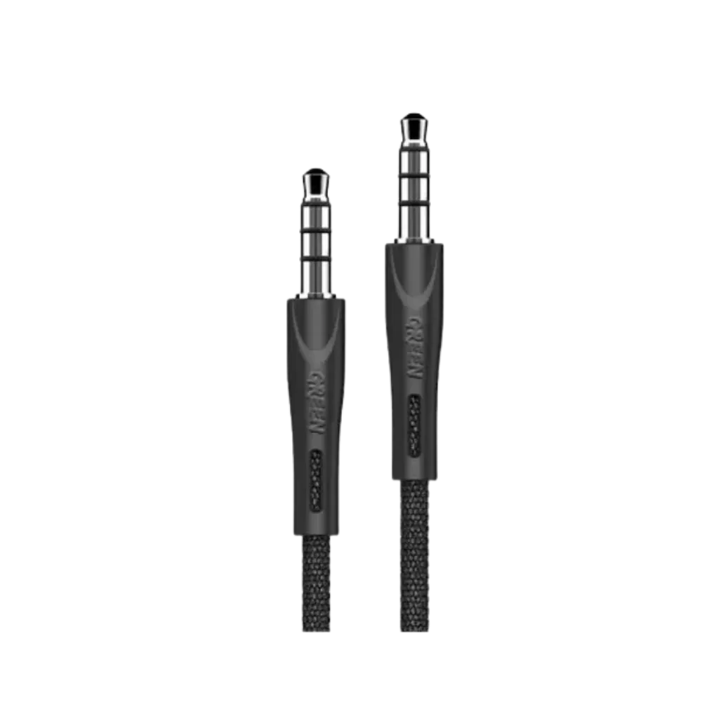 Green Aux 3.5 To Aux 3.5 Cable 1.2M 2.4A - Black