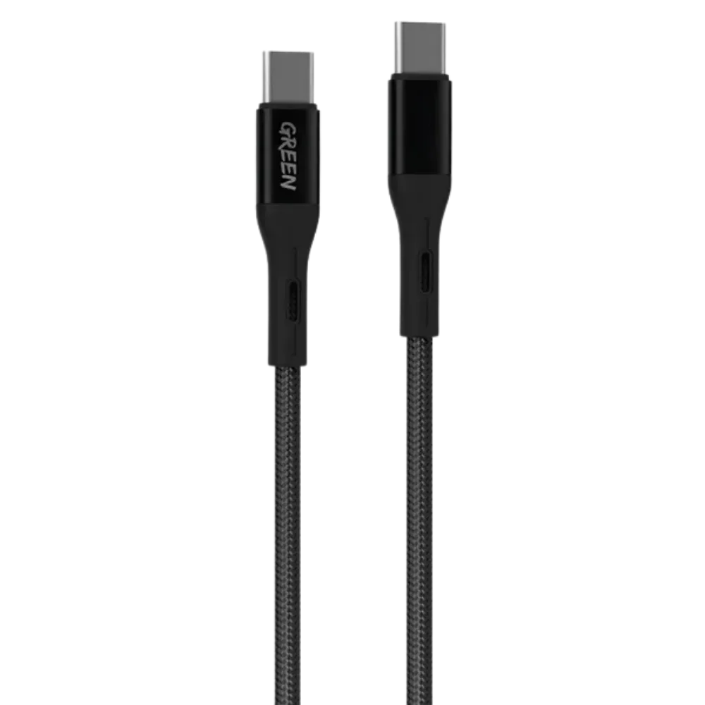 GREEN BRAIDED TYPE-C TO TYPE-C 1.2M 60w CABLE - BLACK