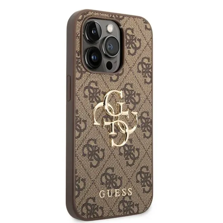 Guess Pu Leather Case With 4G Metal Logo For iPhone 15 Pro Max - Brown