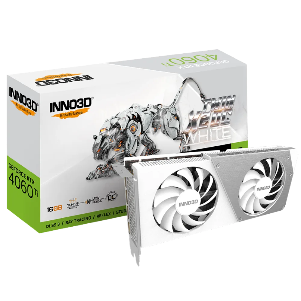 INNO3D GeForce RTX 4060 Ti TWIN X2 OC White 16GB GDDR6 Graphics Card