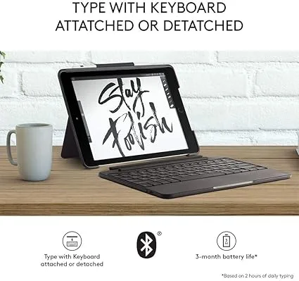 LOGITECH SLIM COMBO CASE WITH BACKLIT BLUETOOTH KEYBOARD FOR IPAD (5TH & 6TH GENERATION) - GRAPHITE view 2
