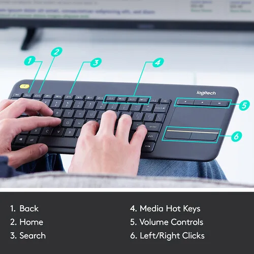 LOGITECH WIRELESS TOUCH KEYBOARD K400 PLUS view 3