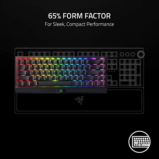 Razer Blackwidow V3 Mini Hyperspeed Phantom Edition 65% Wireless Mechanical Gaming Keyboard - Green Switch view 2