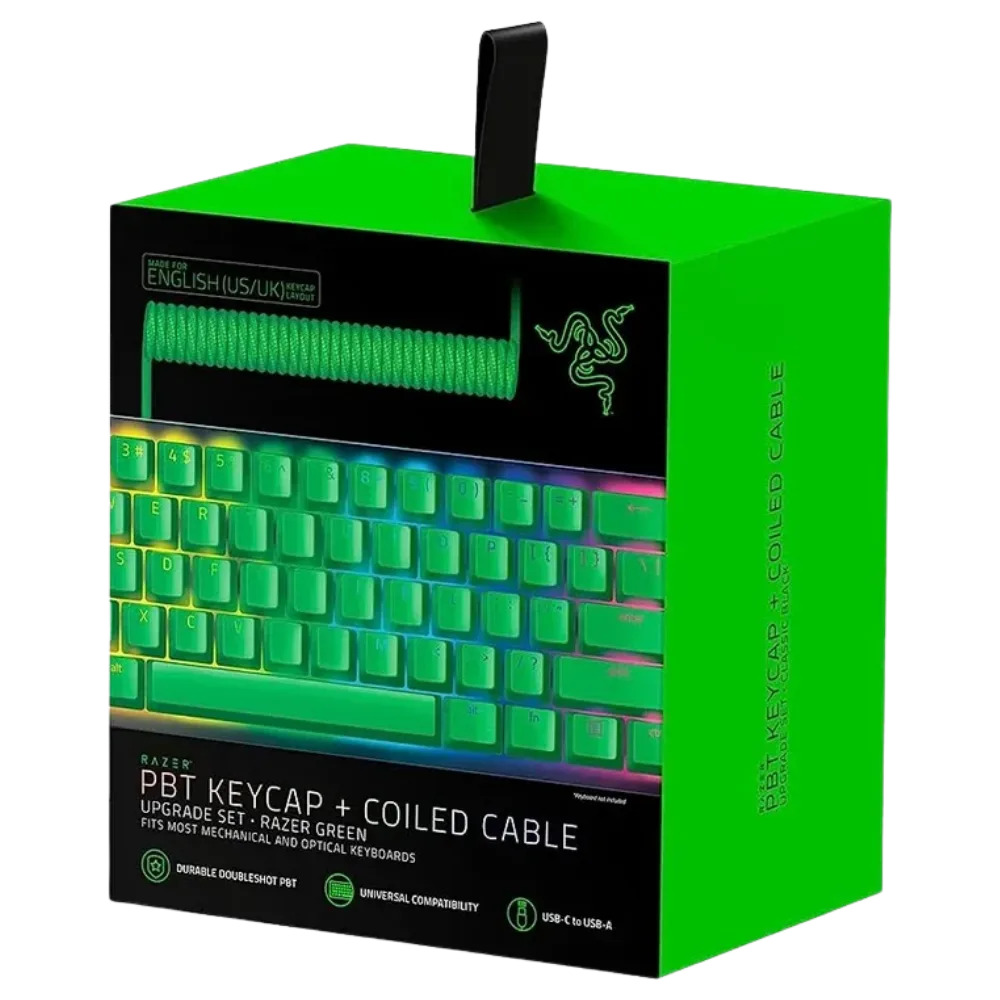 Razer Pbt Keycap + Coiled Cable Upgrade Set - Fits Most Mechanical & Optical Keyboards