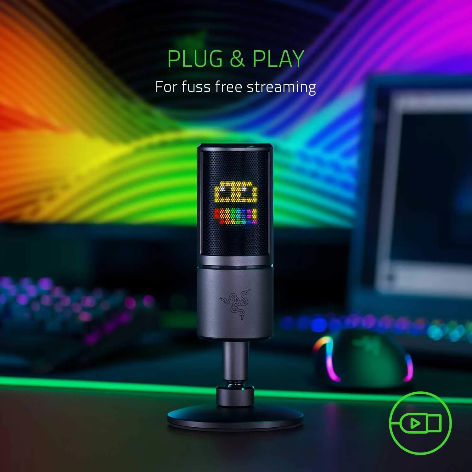 Razer Seiren Emote Streaming Microphone With Emotion Display view 2