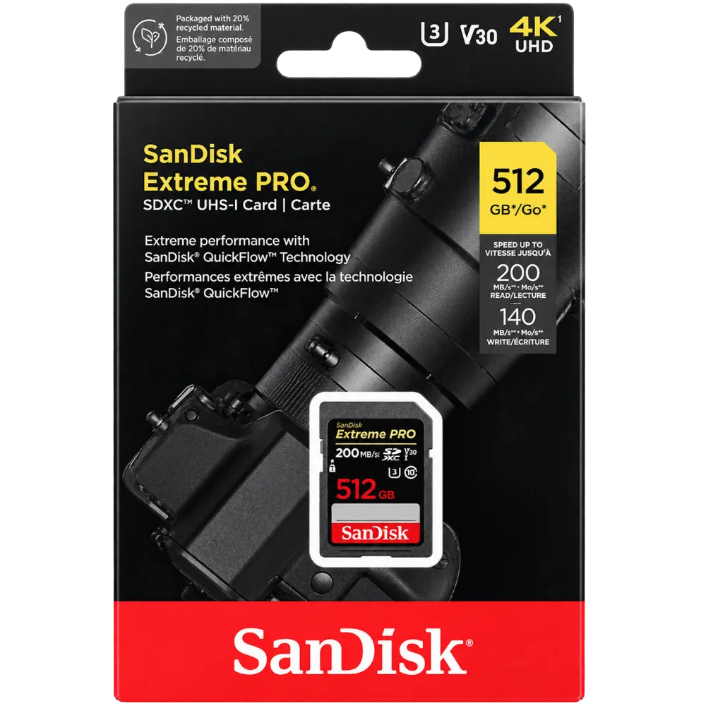 SanDisk Extreme PRO 512GB SDXC UHS-I Memory Card - SDSDXXD-512G