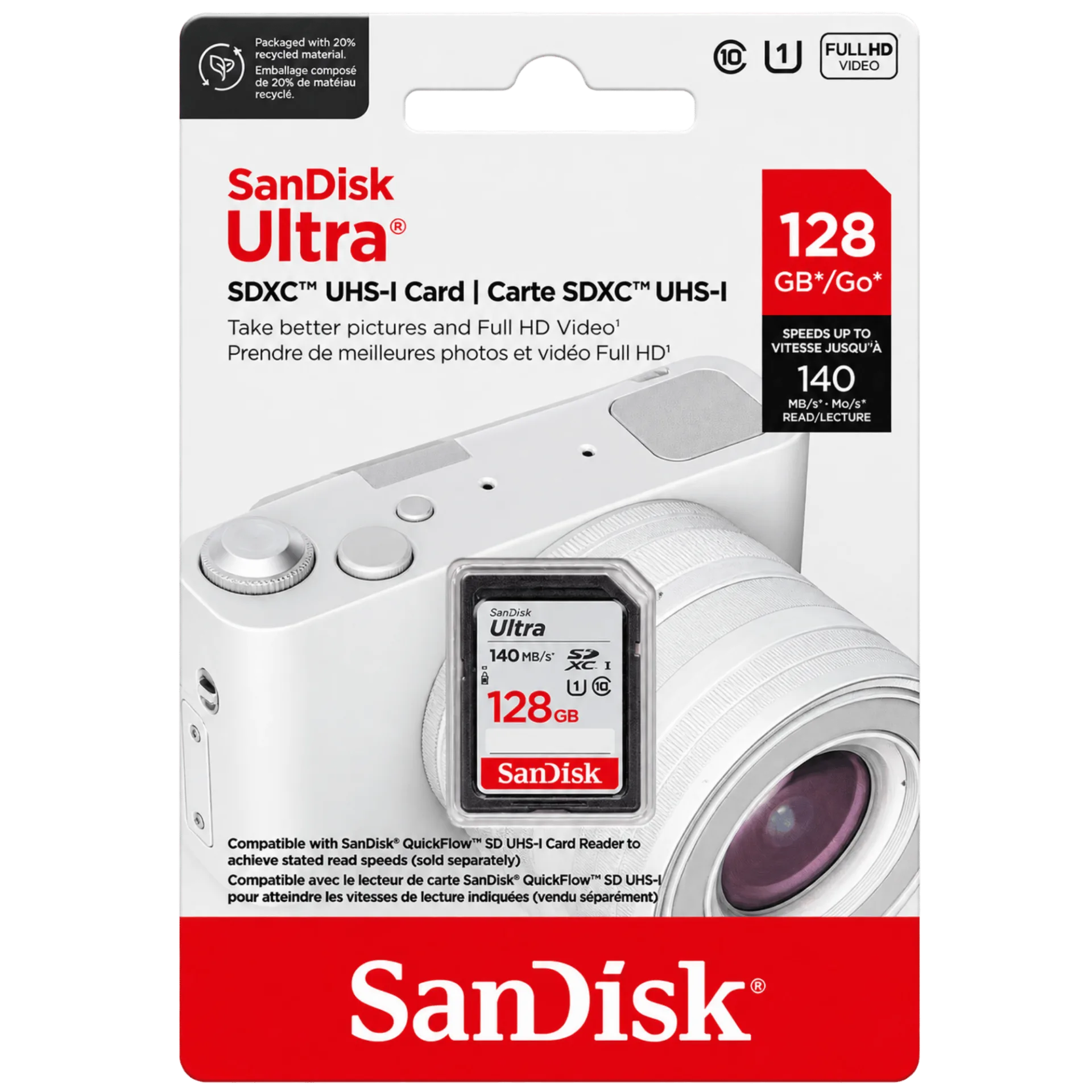 SanDisk Ultra 128GB SDXC UHS-I Memory Card 140MB/s (SDSDUNB-128G-GN6IN)