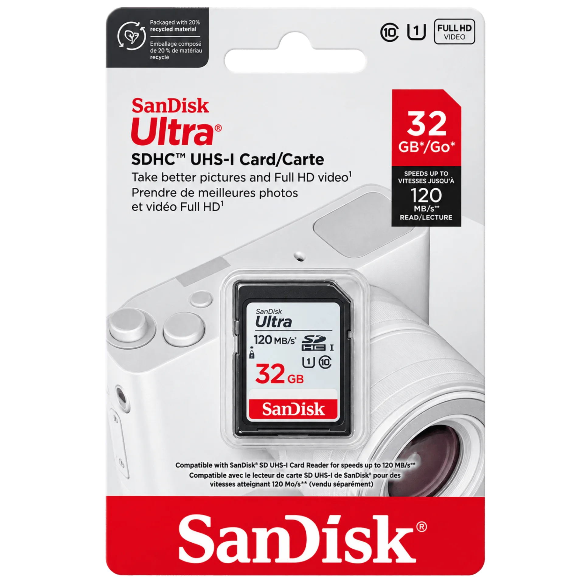 SanDisk Ultra 32GB SDHC UHS-I Memory Card 120MB/s (SDSDUN4-032G-GN6IN)