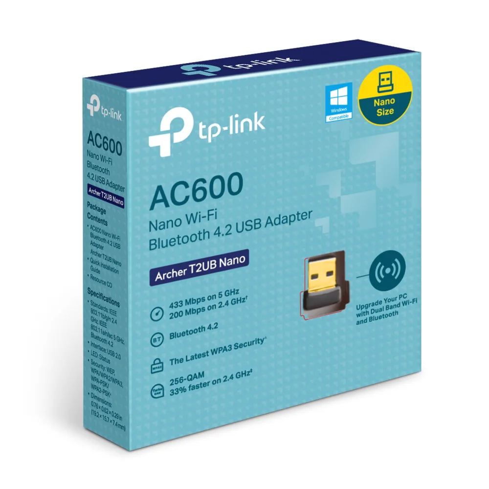 TP-Link Archer T2UB Nano AC600 Nano Wi-Fi + Bluetooth 4.2 USB Adapter