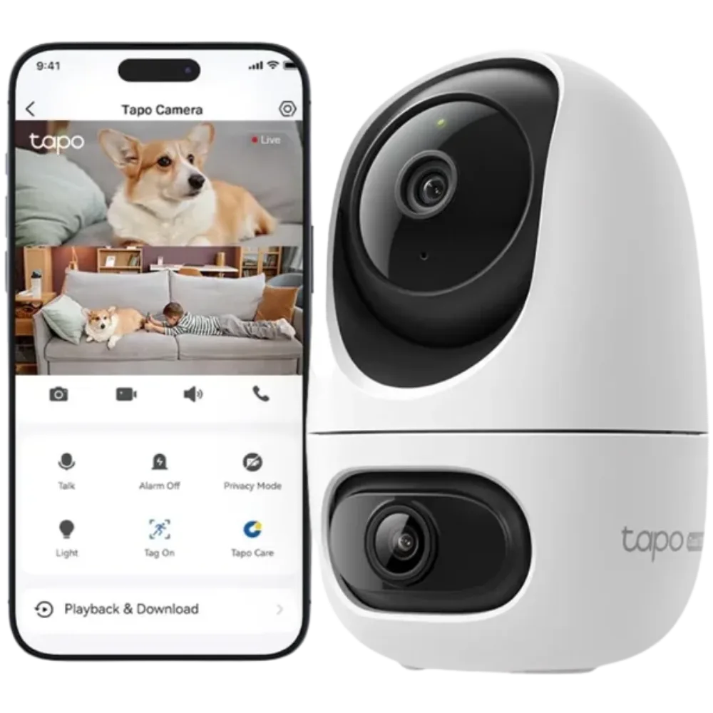 TP-Link Tapo C245D Dual Lens 2K Pan/Tilt Security Camera - White