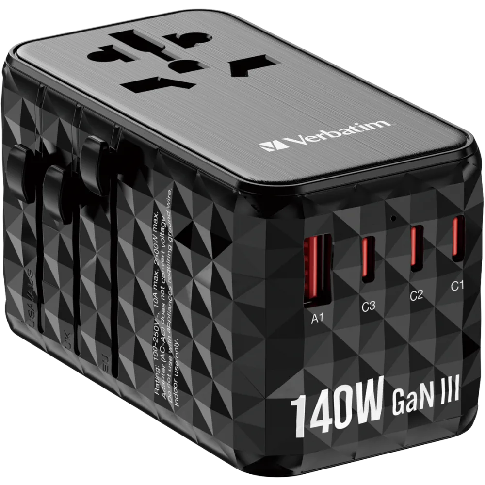 Verbatim UTA-10 GaN III Universal Travel Adapter 140W - Black (32125)